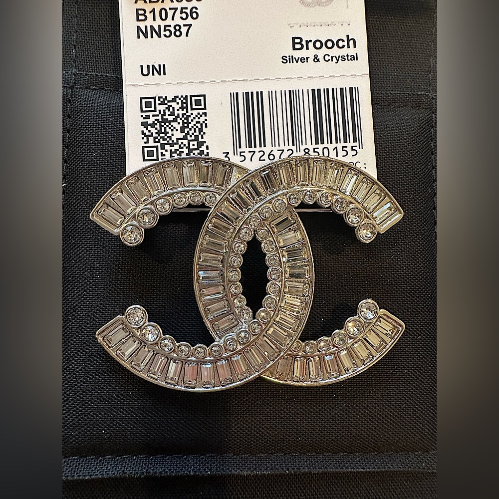 SOLD Chanel 23s Brooch - Silver/Crystals